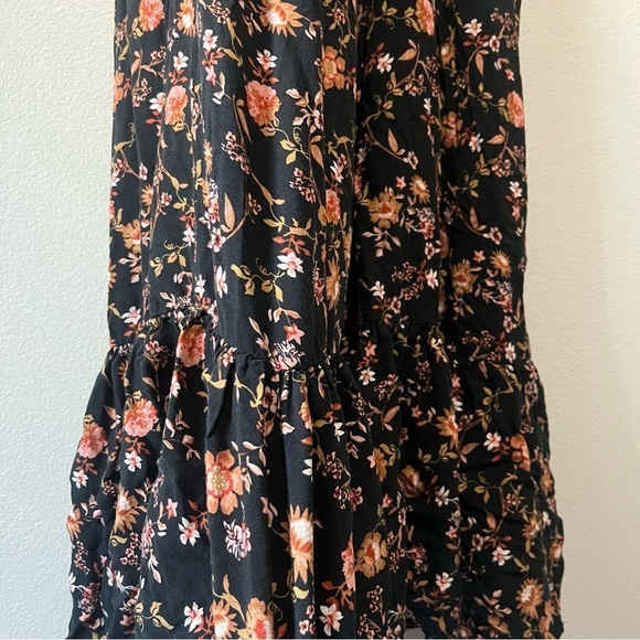 JUSTIFY- Strapless Floral Orange and Black Maxi Dress Size L - Picture 3 of 4